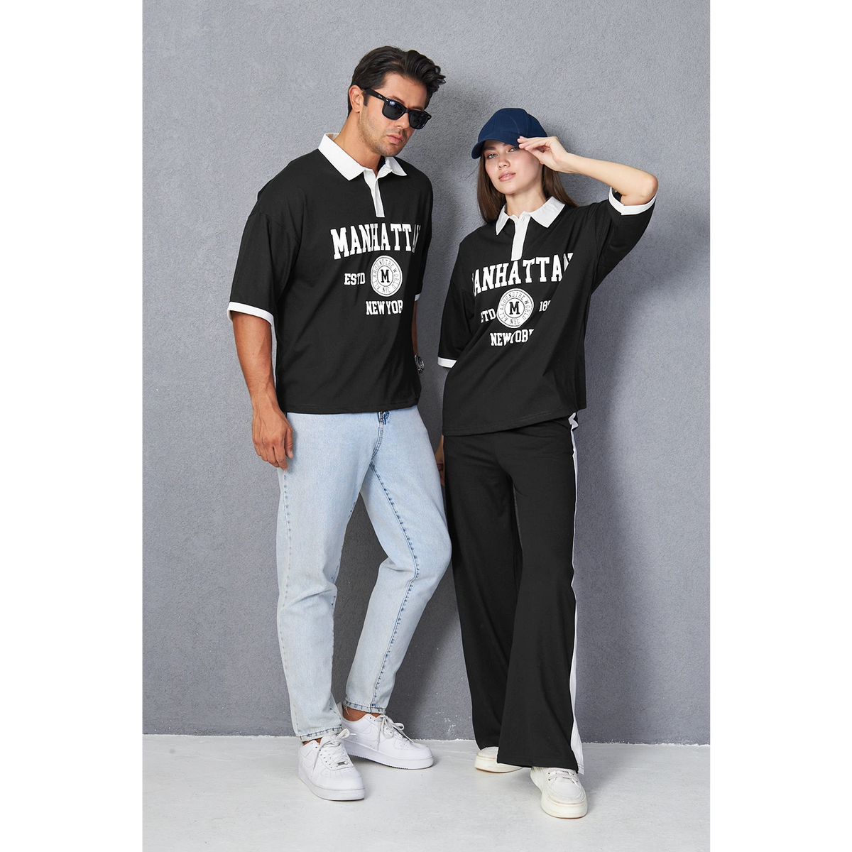 Black Manhattan Unisex Oversized Polo | Montivo Pakistan
