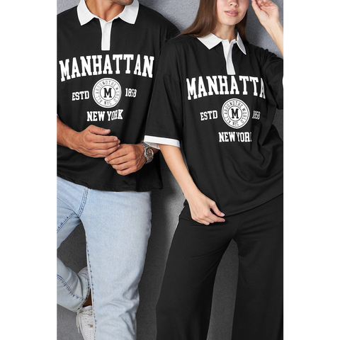 Black Manhattan Unisex Oversized Polo | Montivo Pakistan