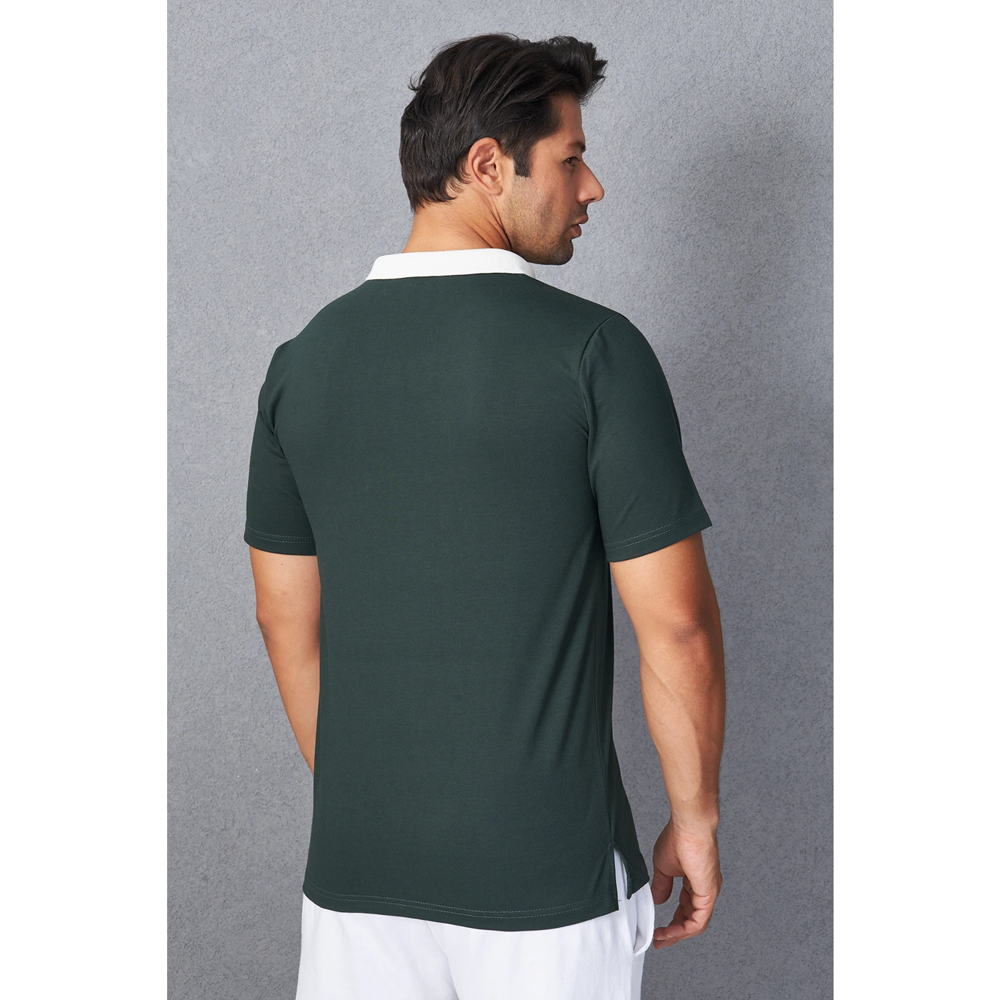 Green V Neck Contrast Collar Polo | Montivo Pakistan