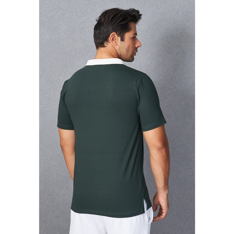 Green V Neck Contrast Collar Polo | Montivo Pakistan