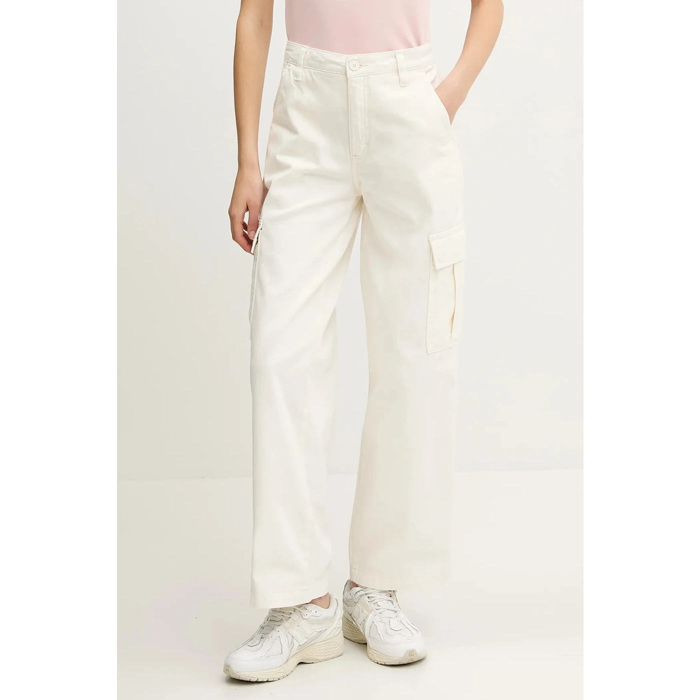 High Waist Ecru Cargo Jeans | Montivo Pakistan
