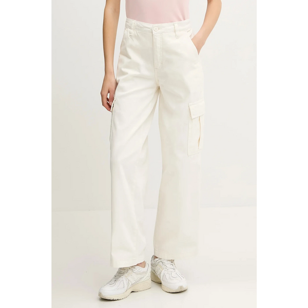 High Waist Ecru Cargo Jeans