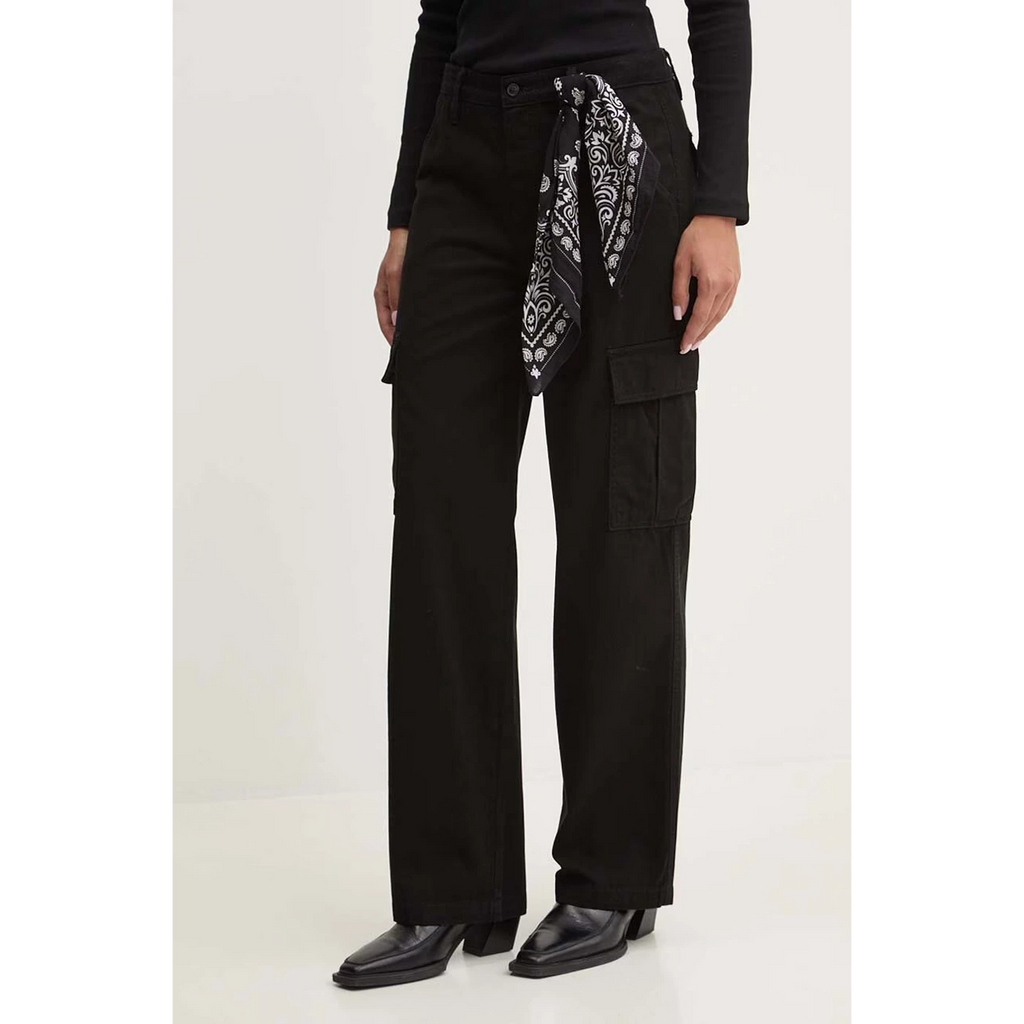 High Waist Black Cargo Jeans