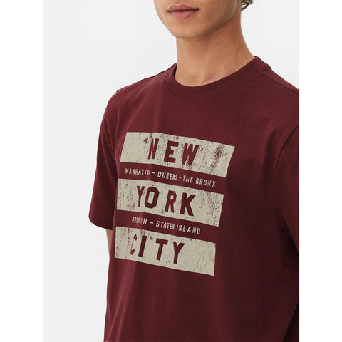 PMK Burgundy Graphic Regular Fit Tshirt | Montivo Pakistan