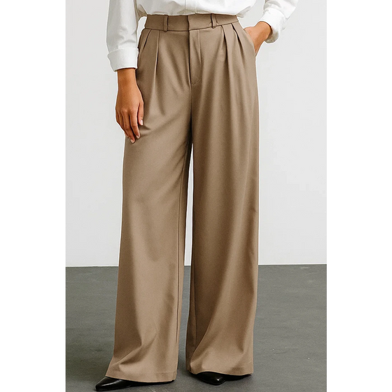 Khaki Wide Leg Pleated Pants | Montivo Pakistan