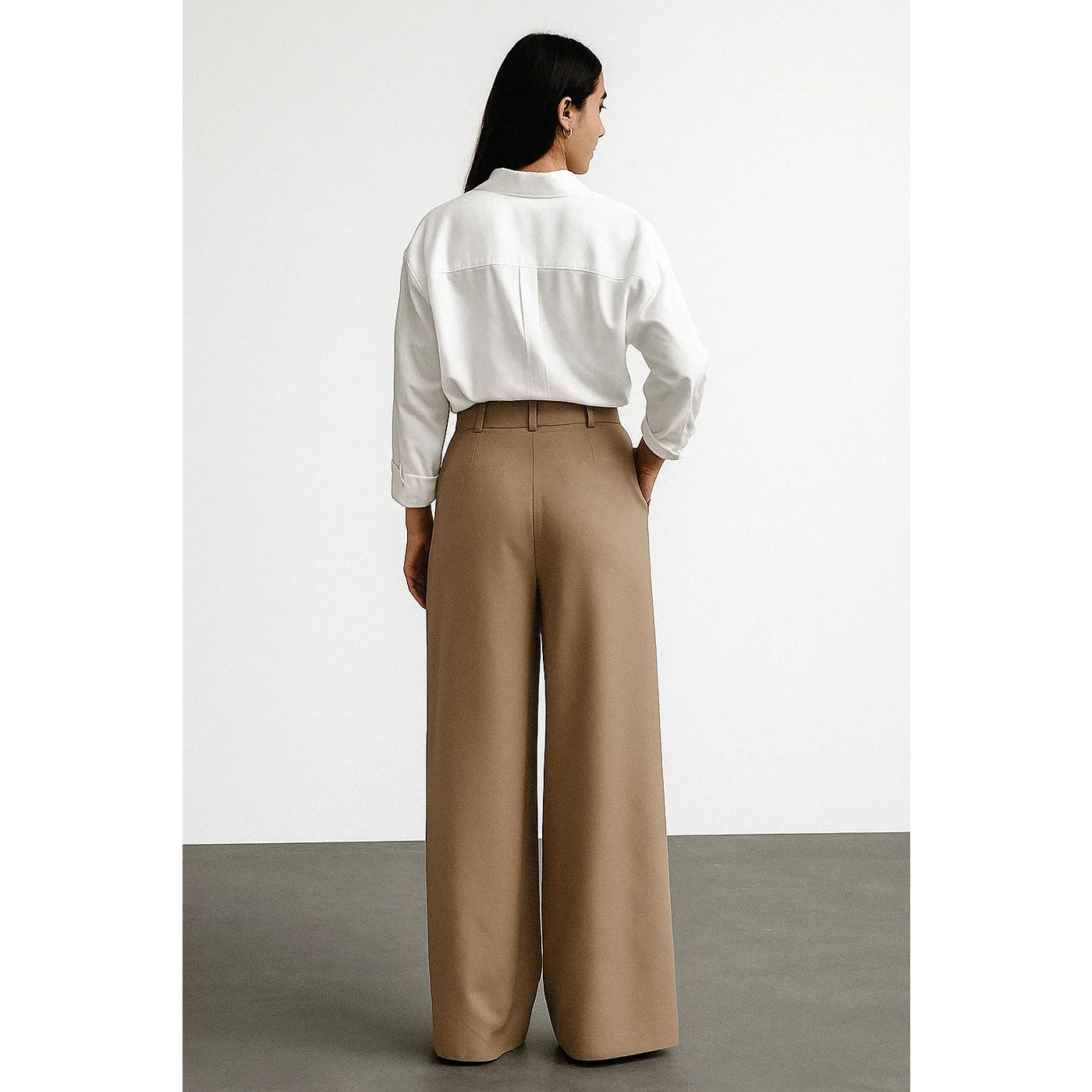 Khaki Wide Leg Pleated Pants | Montivo Pakistan