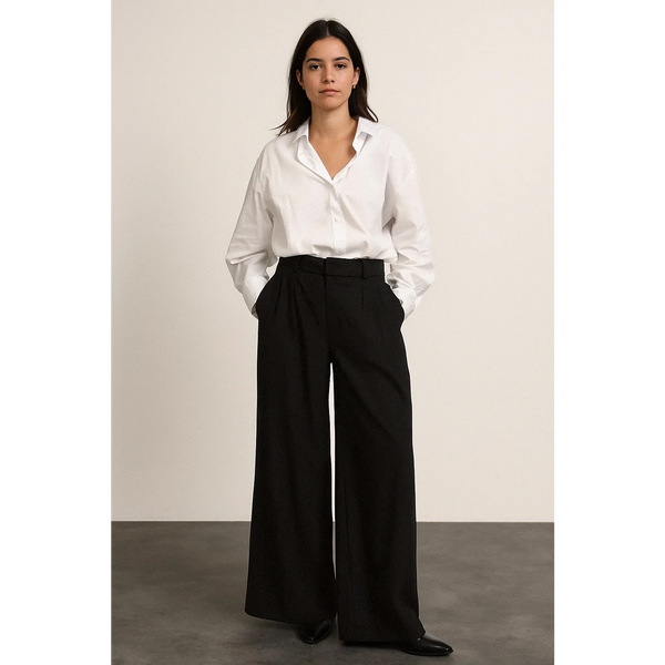 Black Wide Leg Pleated Pants | Montivo Pakistan