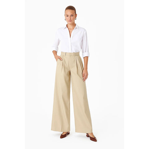Light Beige Wide Leg Pleated Pants | Montivo Pakistan
