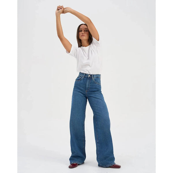 Mid Blue Wide Leg Jeans | Montivo Pakistan