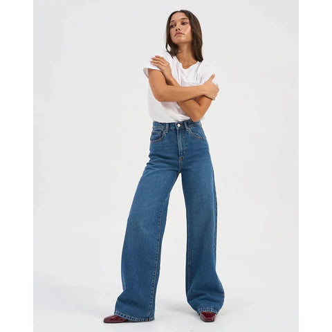 Mid Blue Wide Leg Jeans | Montivo Pakistan
