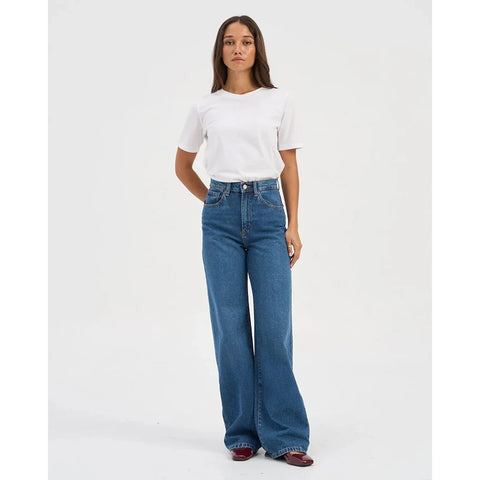 Mid Blue Wide Leg Jeans | Montivo Pakistan