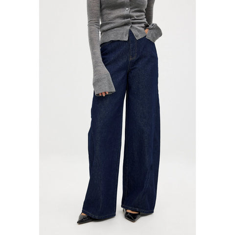 Dark Blue Wide Leg Jeans | Montivo Pakistan