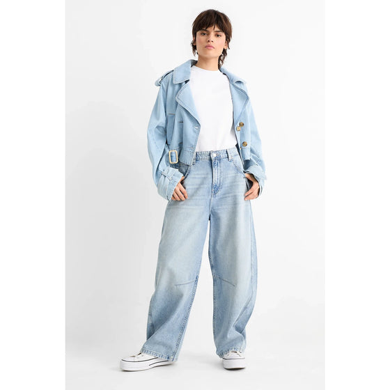 Light Blue High Balloon Leg Jeans | Montivo Pakistan