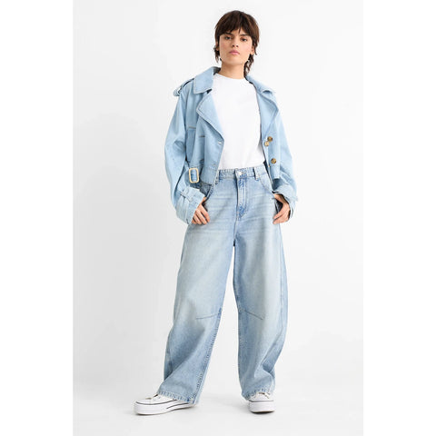 Light Blue High Balloon Leg Jeans | Montivo Pakistan