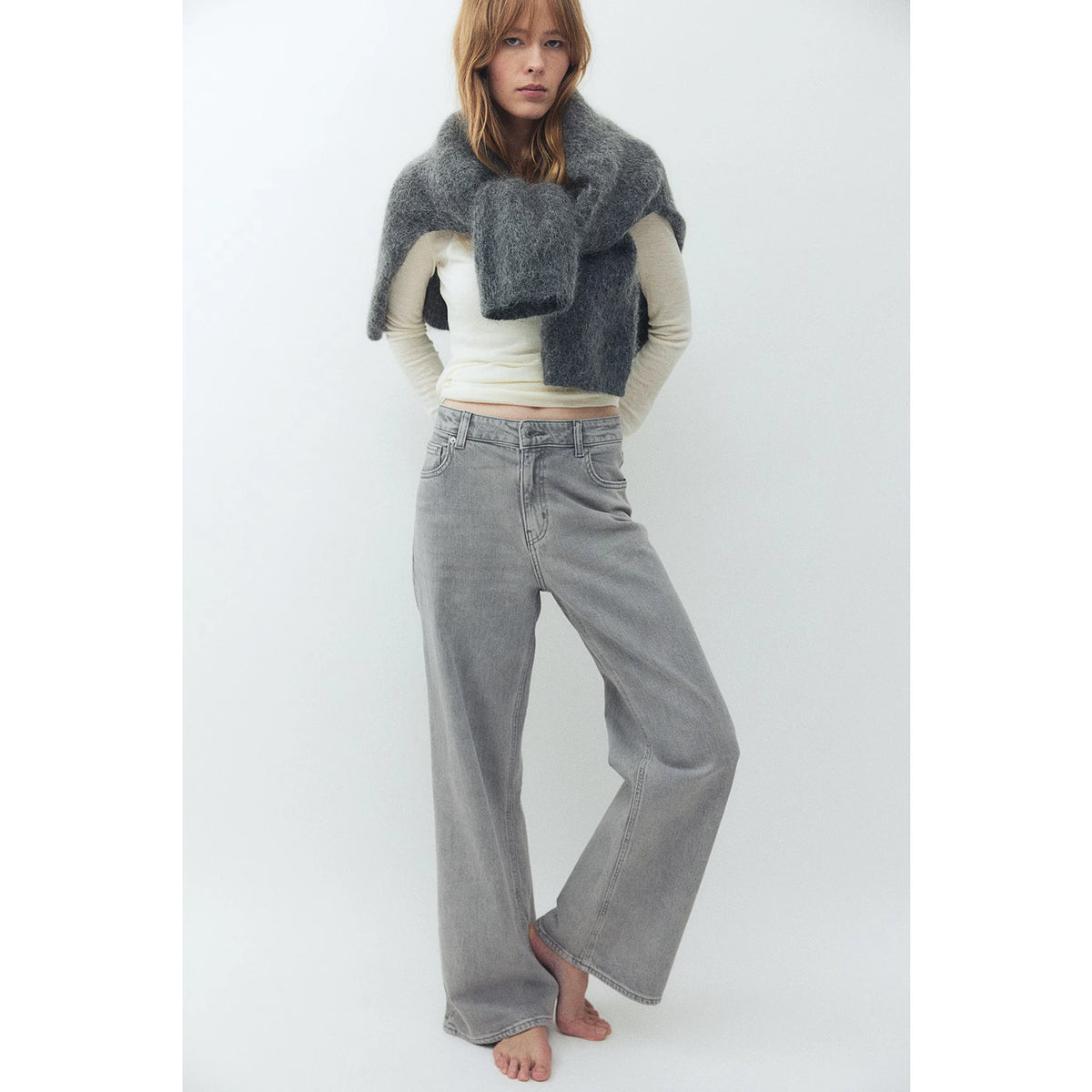 Grey Wide Leg Jeans | Montivo Pakistan