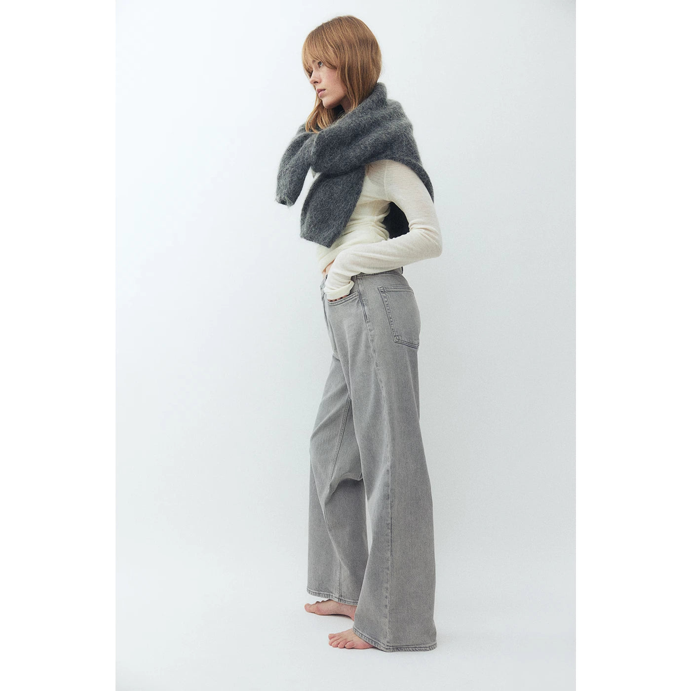 Grey Wide Leg Jeans | Montivo Pakistan