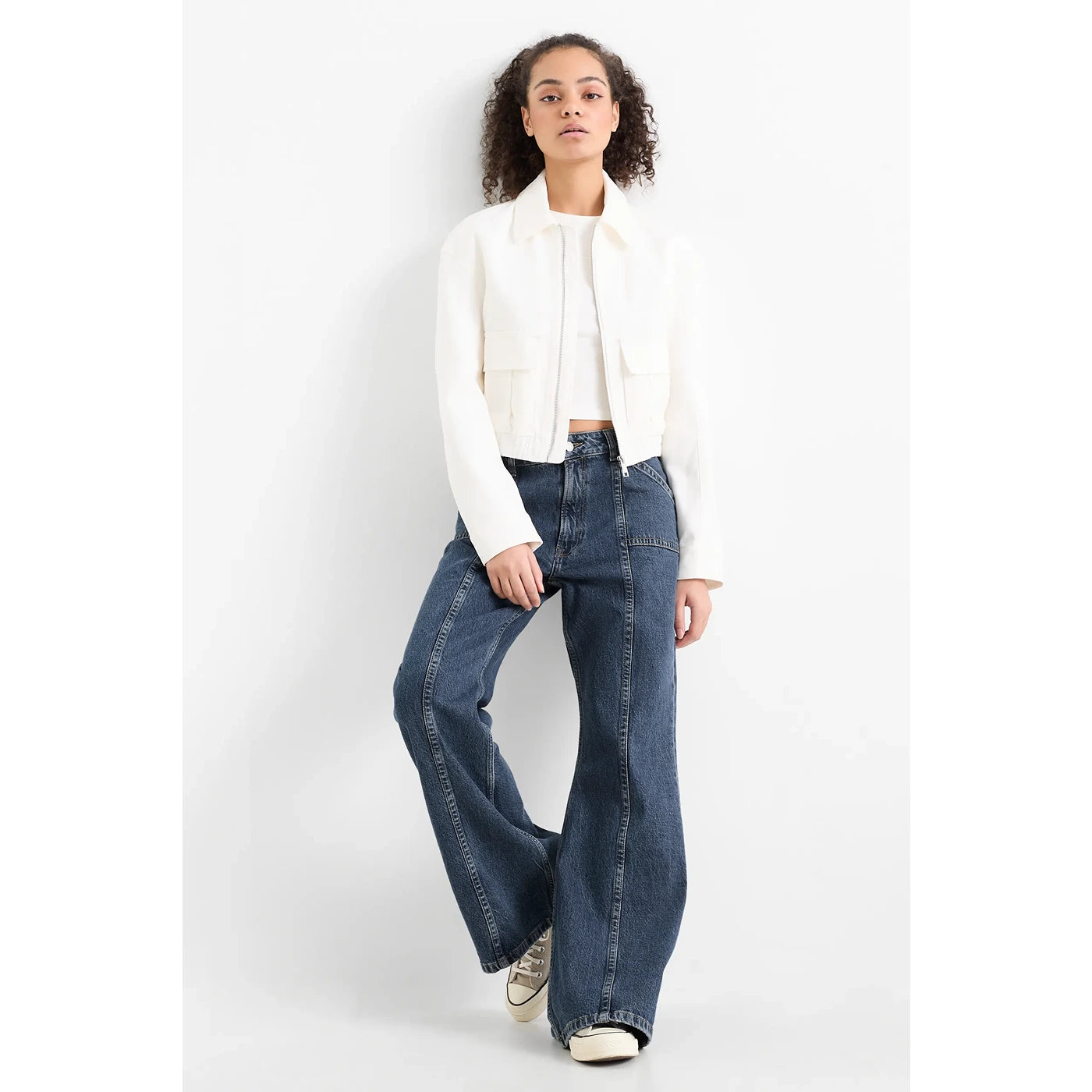 Dark Blue Wide Flare Jeans | Montivo Pakistan