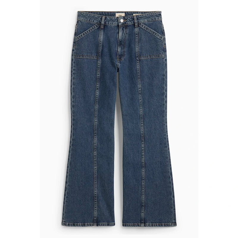 Dark Blue Wide Flare Jeans | Montivo Pakistan