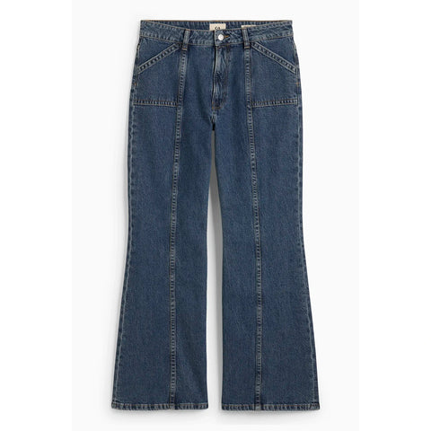 Dark Blue Wide Flare Jeans | Montivo Pakistan