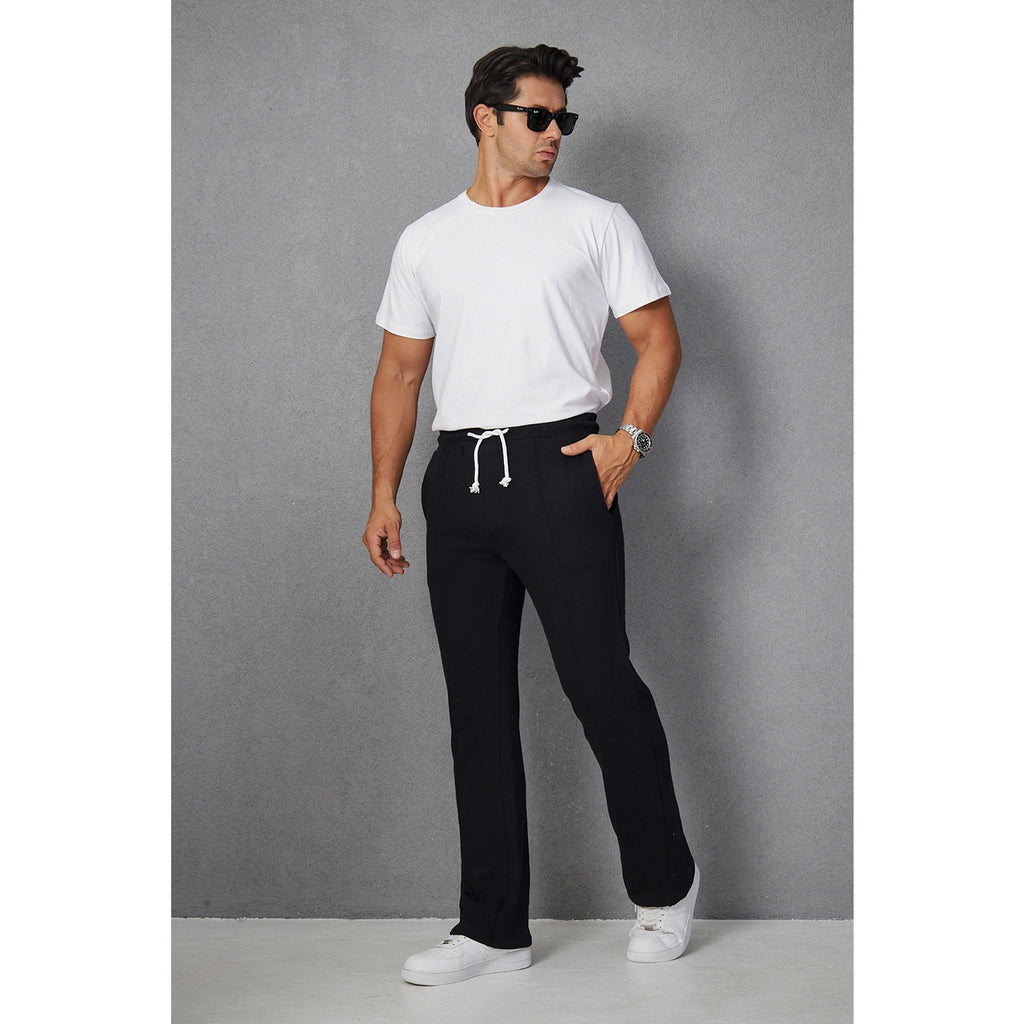 Black Front Seam Baggy Trousers