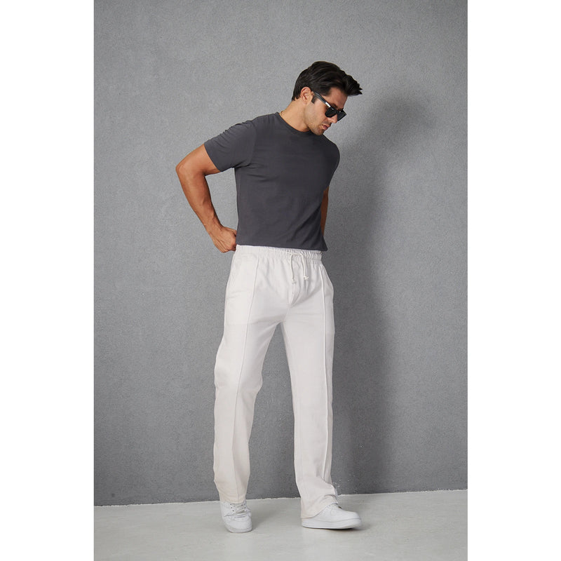 White Front Seam Baggy Trousers | Montivo Pakistan