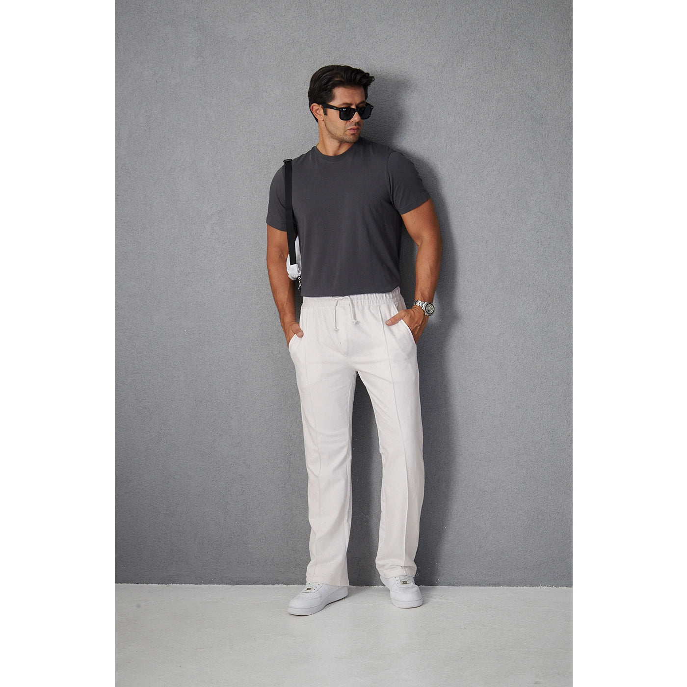 White Front Seam Baggy Trousers | Montivo Pakistan