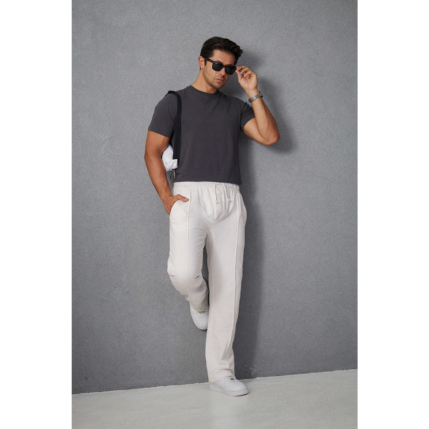 White Front Seam Baggy Trousers | Montivo Pakistan