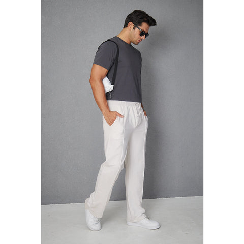 White Front Seam Baggy Trousers | Montivo Pakistan
