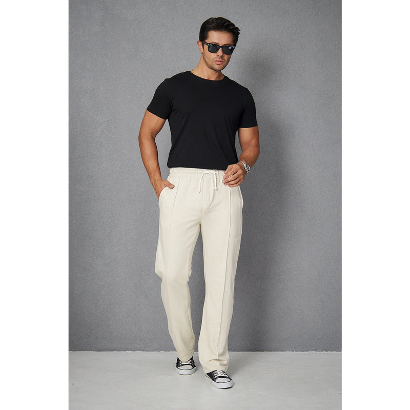Beige Front Seam Baggy Trousers | Montivo Pakistan