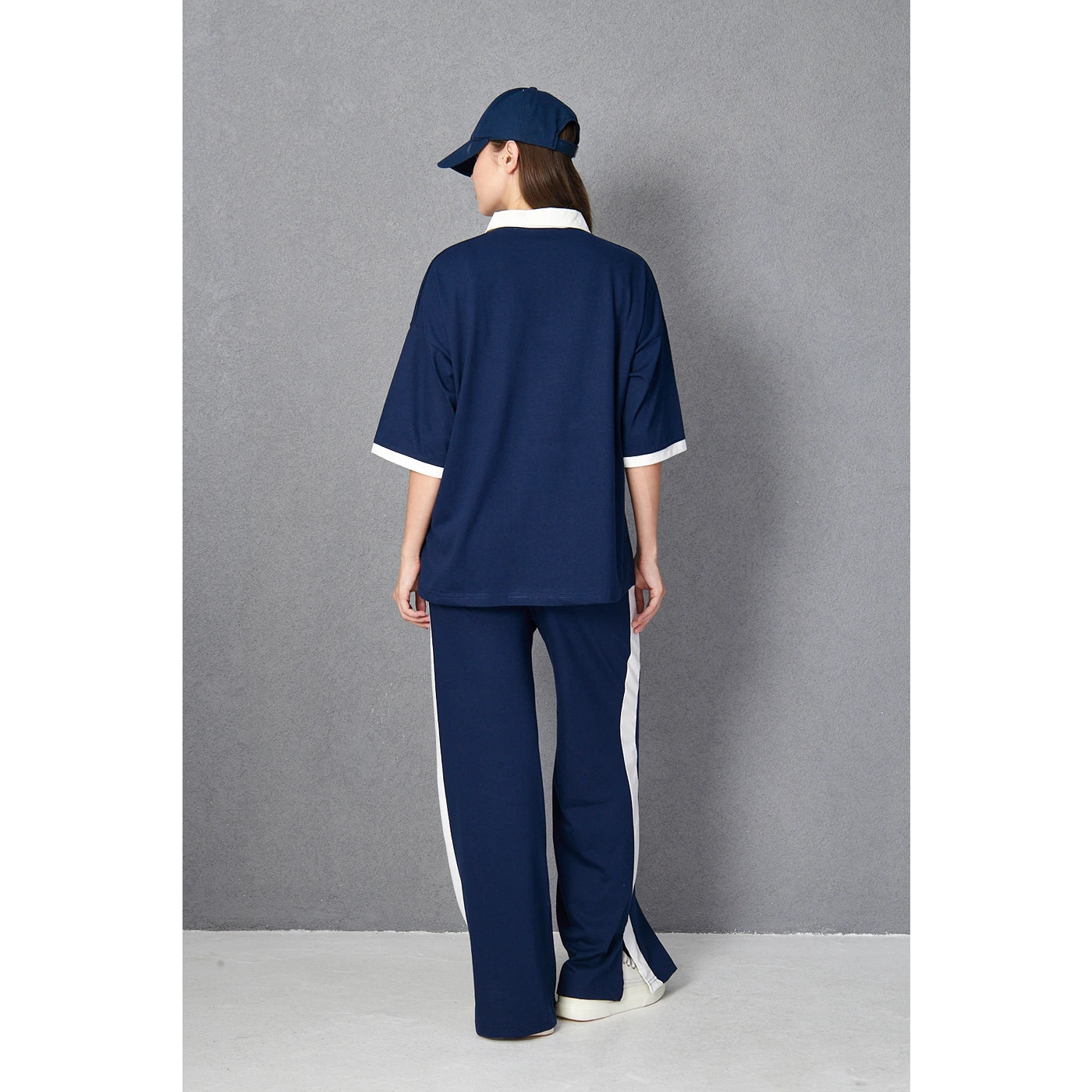 Blue Side Panel Split Hem Trousers | Montivo Pakistan