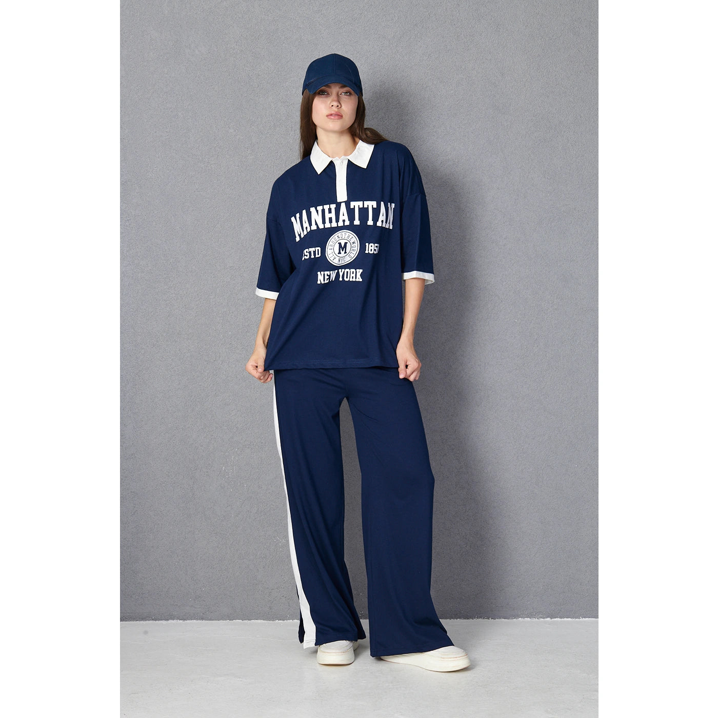 Blue Side Panel Split Hem Trousers | Montivo Pakistan