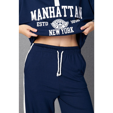 Blue Side Panel Split Hem Trousers | Montivo Pakistan