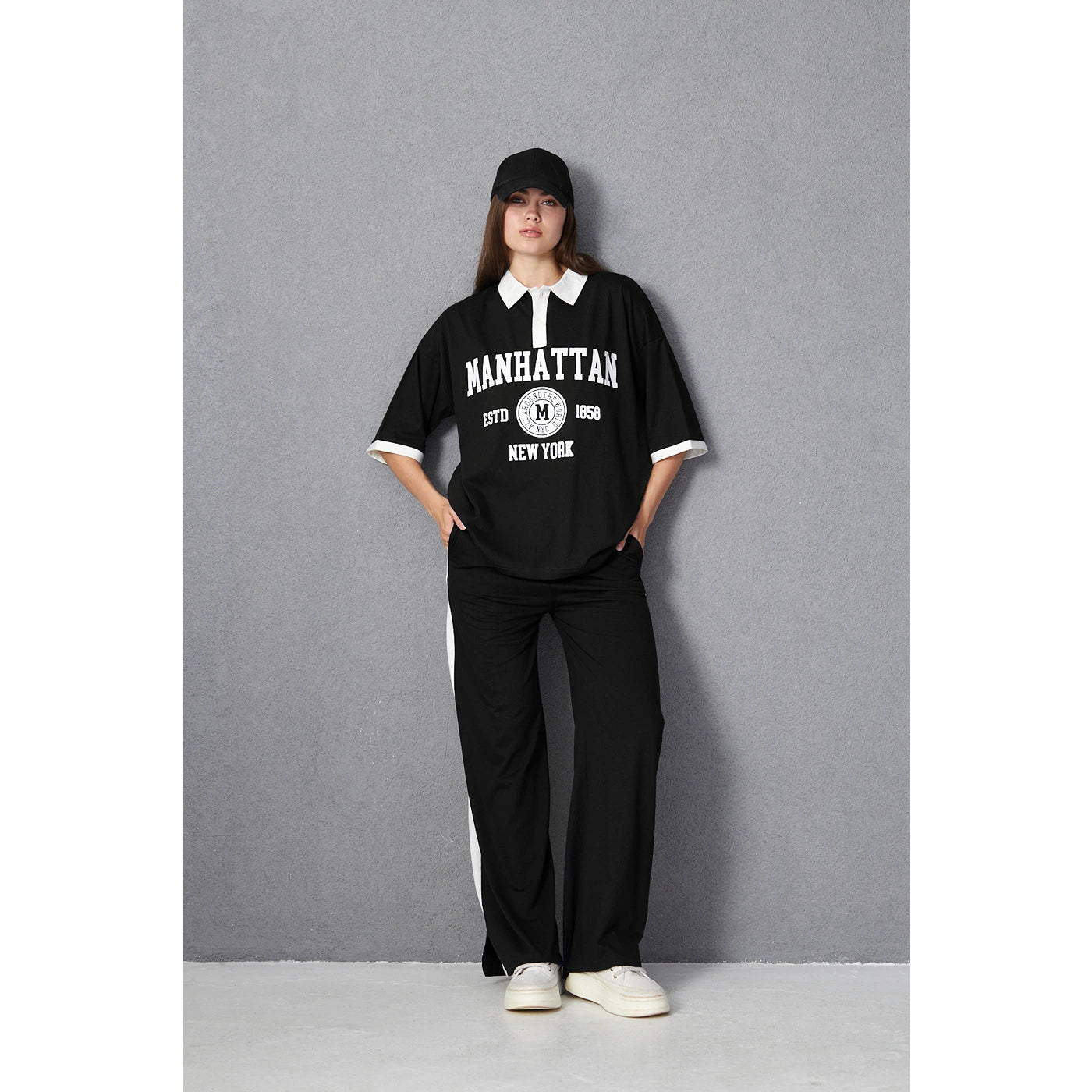 Black Side Panel Split Hem Trousers | Montivo Pakistan