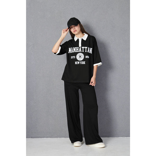 Black Side Panel Split Hem Trousers | Montivo Pakistan
