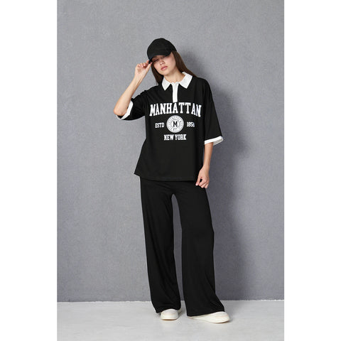 Black Side Panel Split Hem Trousers | Montivo Pakistan