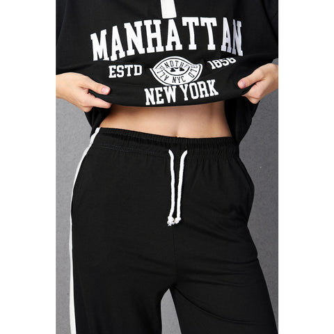 Black Side Panel Split Hem Trousers | Montivo Pakistan