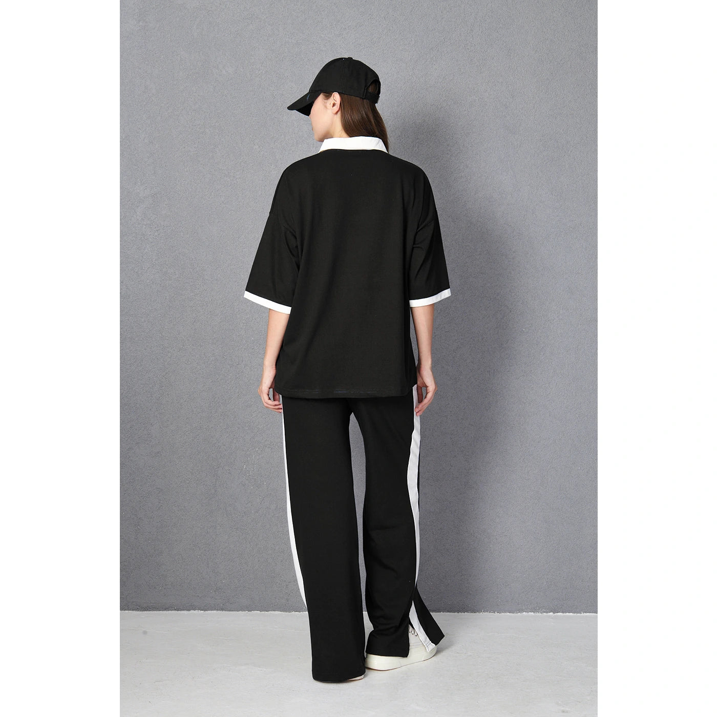 Black Side Panel Split Hem Trousers | Montivo Pakistan