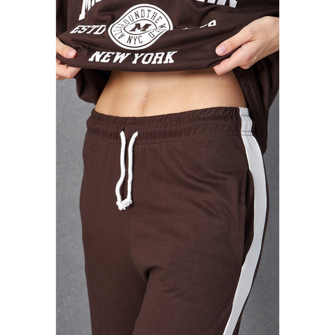 Brown Side Panel Split Hem Trousers | Montivo Pakistan