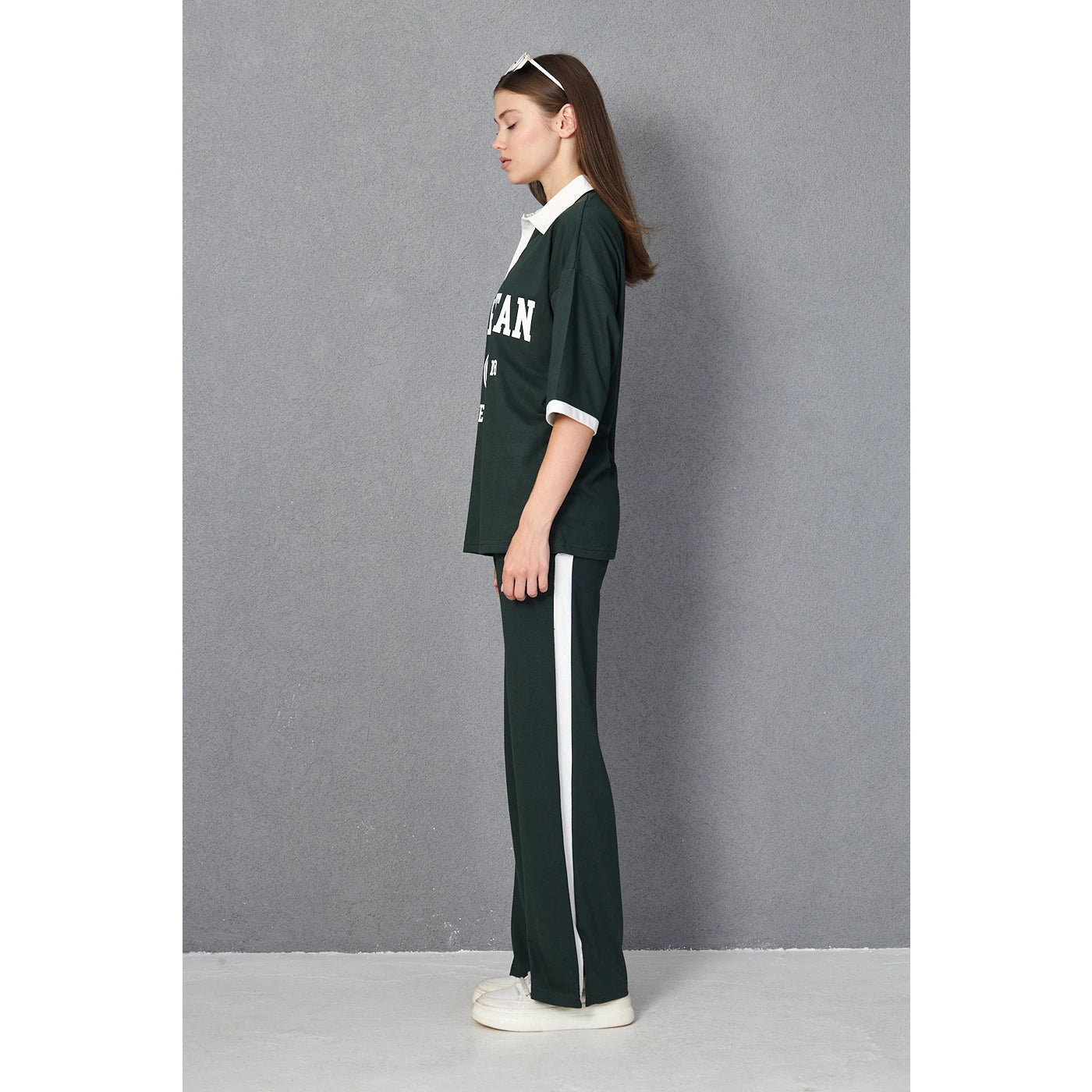 Green Side Panel Split Hem Trousers | Montivo Pakistan