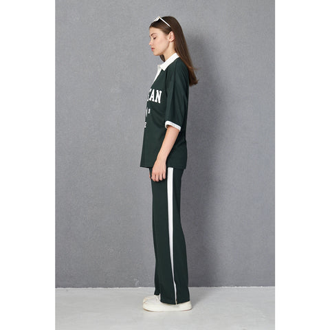 Green Side Panel Split Hem Trousers | Montivo Pakistan