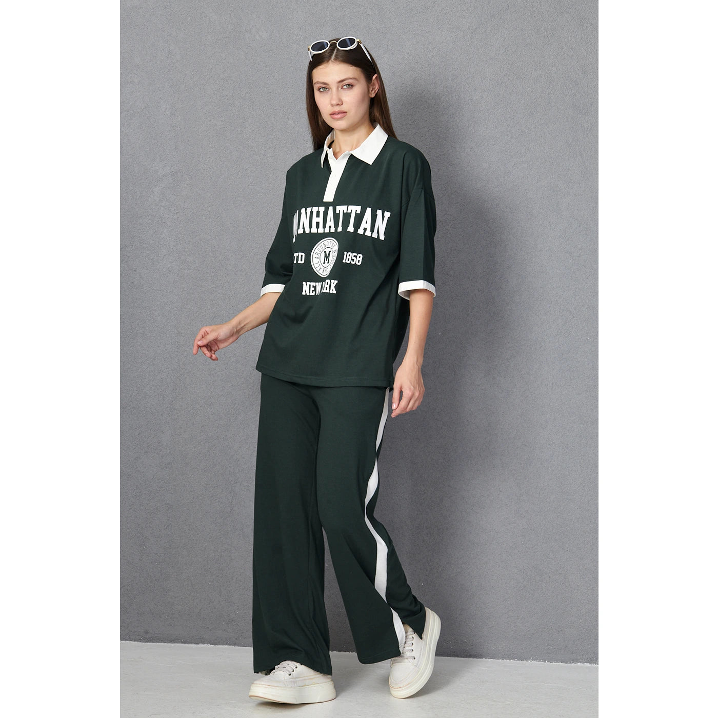 Green Side Panel Split Hem Trousers | Montivo Pakistan