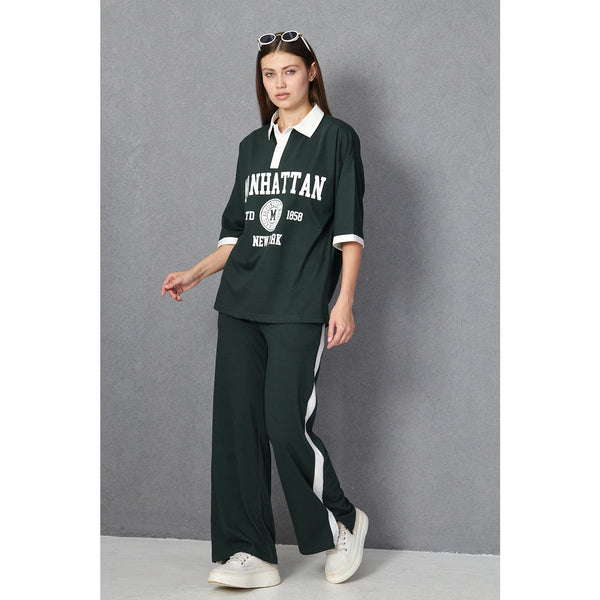 Green Side Panel Split Hem Trousers | Montivo Pakistan