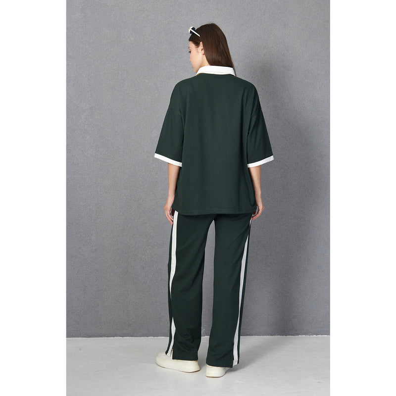 Green Side Panel Split Hem Trousers | Montivo Pakistan