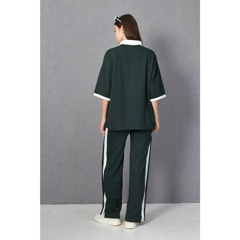 Green Side Panel Split Hem Trousers | Montivo Pakistan