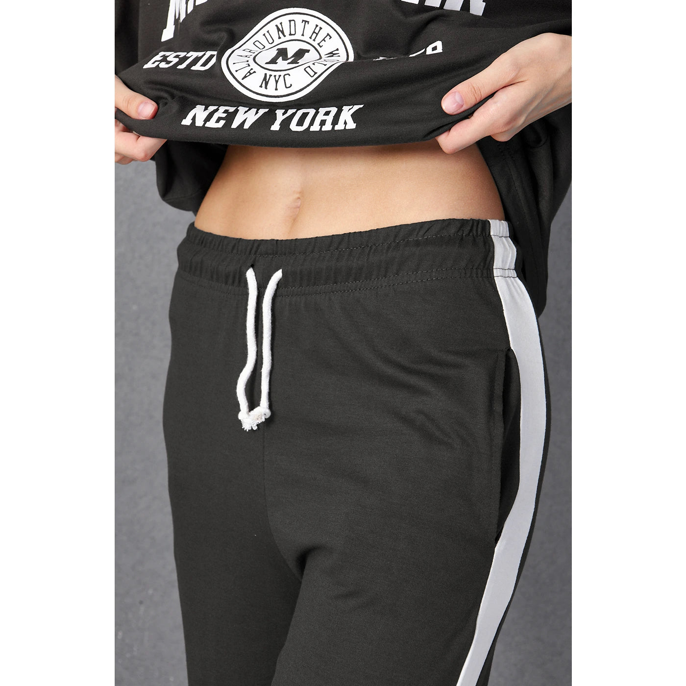 Grey Side Panel Split Hem Trousers | Montivo Pakistan