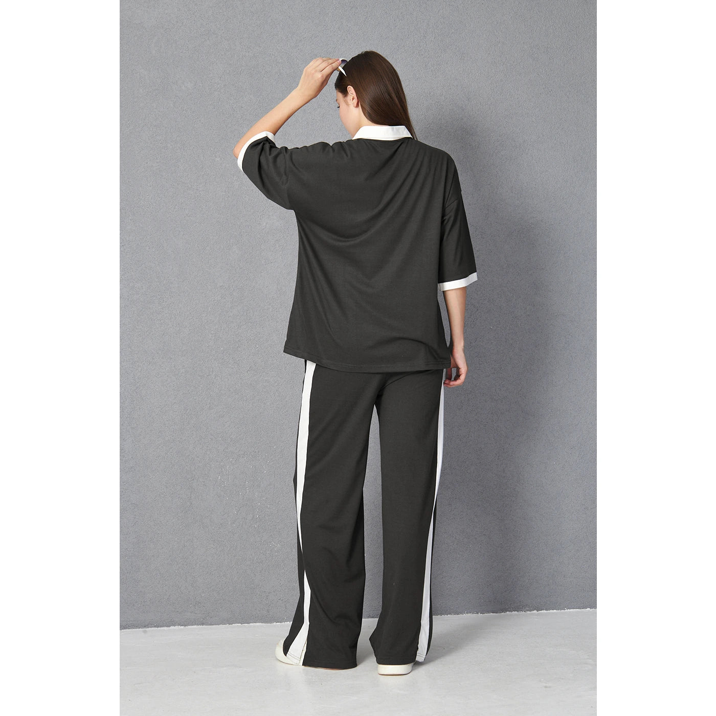 Grey Side Panel Split Hem Trousers | Montivo Pakistan