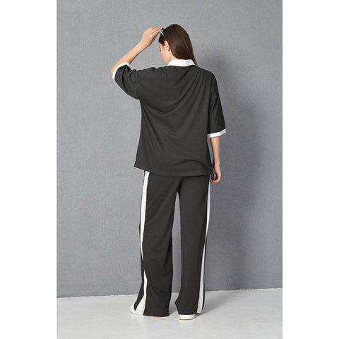 Grey Side Panel Split Hem Trousers | Montivo Pakistan