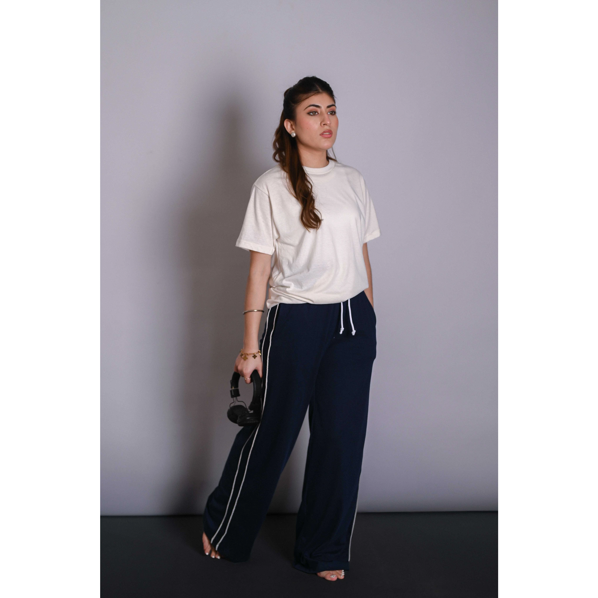 Navy Blue Side Stripes Trousers | Montivo Pakistan