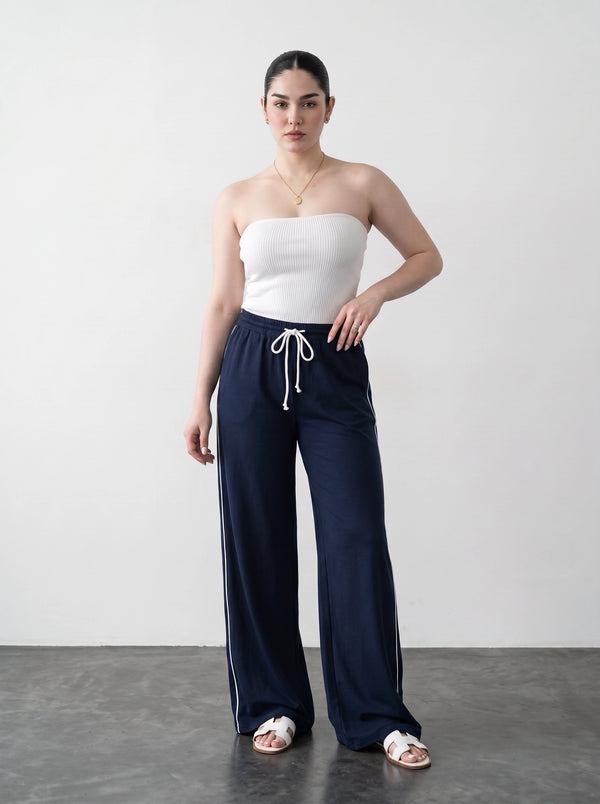 Navy Blue Side Stripes Trousers | Montivo Pakistan