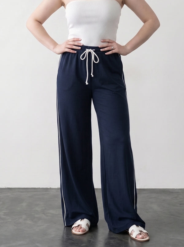 Navy Blue Side Stripes Trousers | Montivo Pakistan